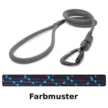 klassische Hundeleine TWIST - M - 175cm - schwarz mit blauen Stichen